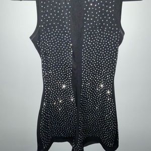 Black Rhinestone Romper